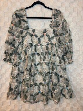 Storia babydoll Mini Dress sheer mesh M